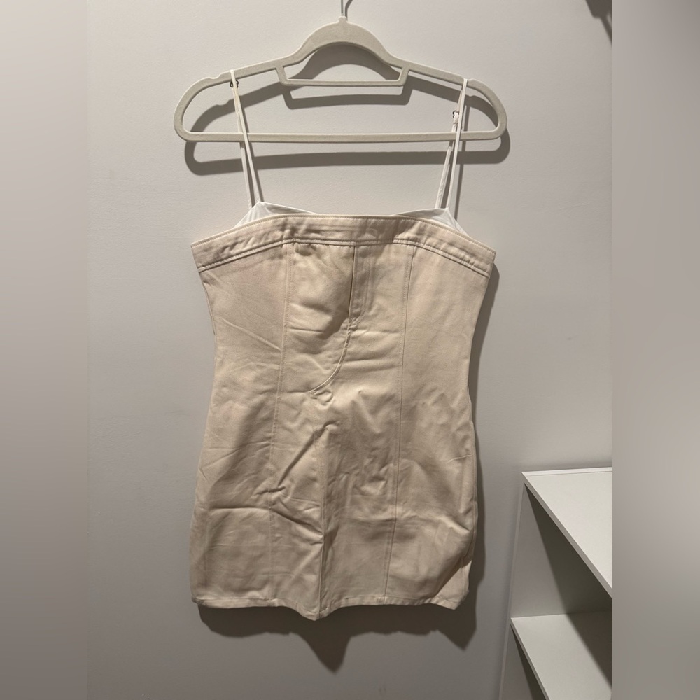 Cotton denim dresses with layering detail